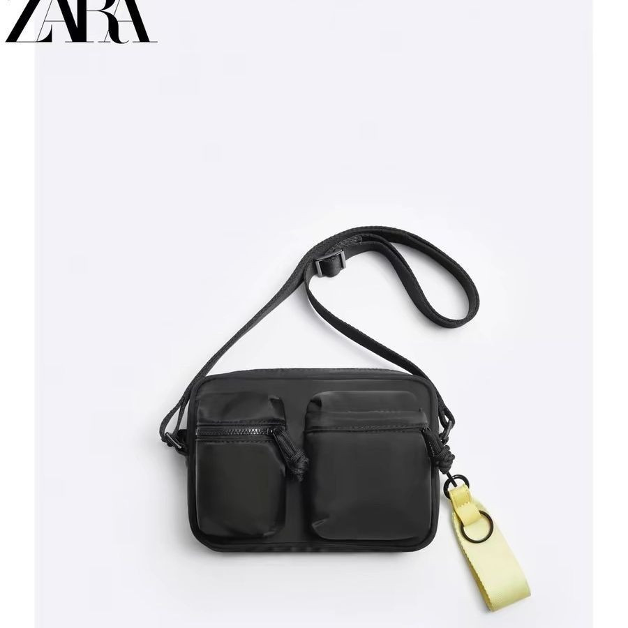 ZARA ซาร่า 2024 ผู้ชายสไตล์ใหม่กระเป๋า ผู้สื่อสาร กระเป๋าสะพายโทรศัพท์มือถือสบายๆเรียบง่ายสไตล์ใหม่ไนลอน ผู้สื่อสาร กระเป๋าอินเทรนด์ สื่อสาร ก