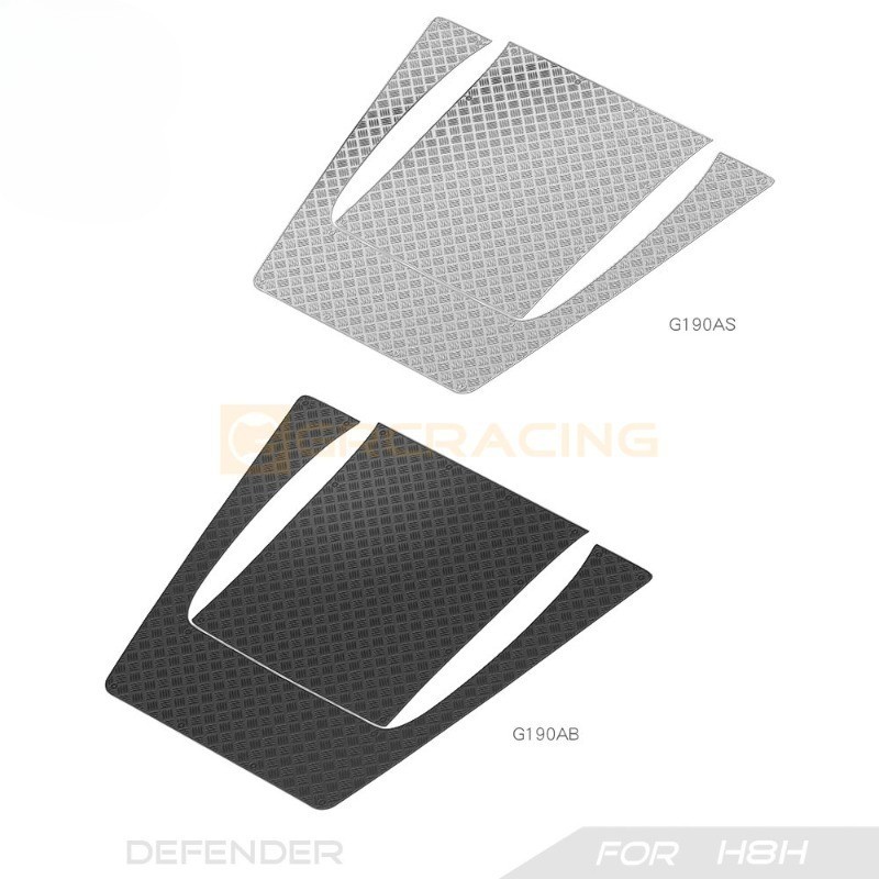 G190BS/BB GRC อะไหล่อัพเกรด,สแตนเลส Chequered แผ่นโลหะตกแต่งป้องกันสําหรับ 1/8 H8H Defender Hood Bon
