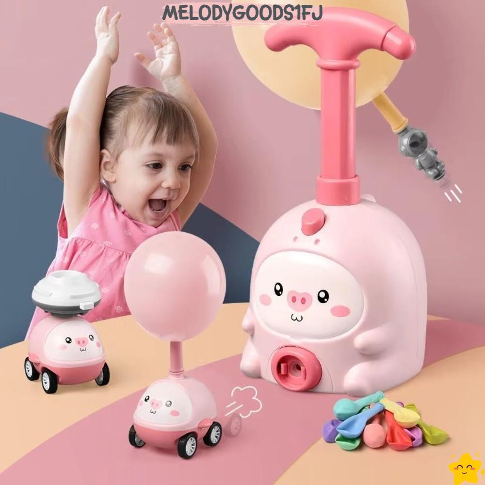MELODYGOODS1FJ ของเล่นรถบอลลูน, Inertial Air Power Pig Balloon Launcher ของเล่น,ของขวัญเป็ดวิทยาศาสตร์การศึกษาสัตว์บอลลูนรถปฏิสัมพันธ์ระหว่างพ่อแม่และลูก
