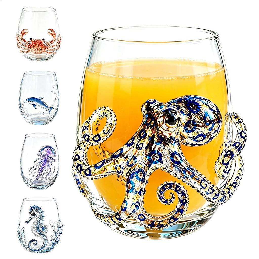 Sea Life Stemless แก้วไวน์ Nautical ของขวัญสําหรับ Ocean หรือ Sea Life Lovers นักสะสม Entertainers m