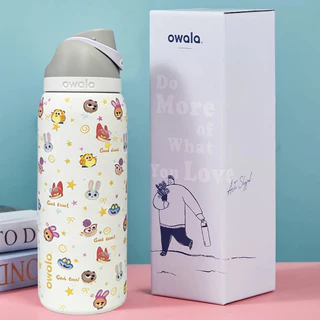 Owala FreeSip ขวดน้ําสแตนเลสพร้อมหลอดในตัวและ Spout Swig 2-in-1