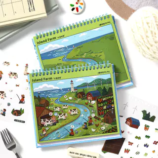 WEI 31 ชิ้น [Dreamy Town Series] สติ๊กเกอร์ภูมิทัศน์ Island Farm Camping Train Kitchen Journal เครื่องเขียนตกแต่ง