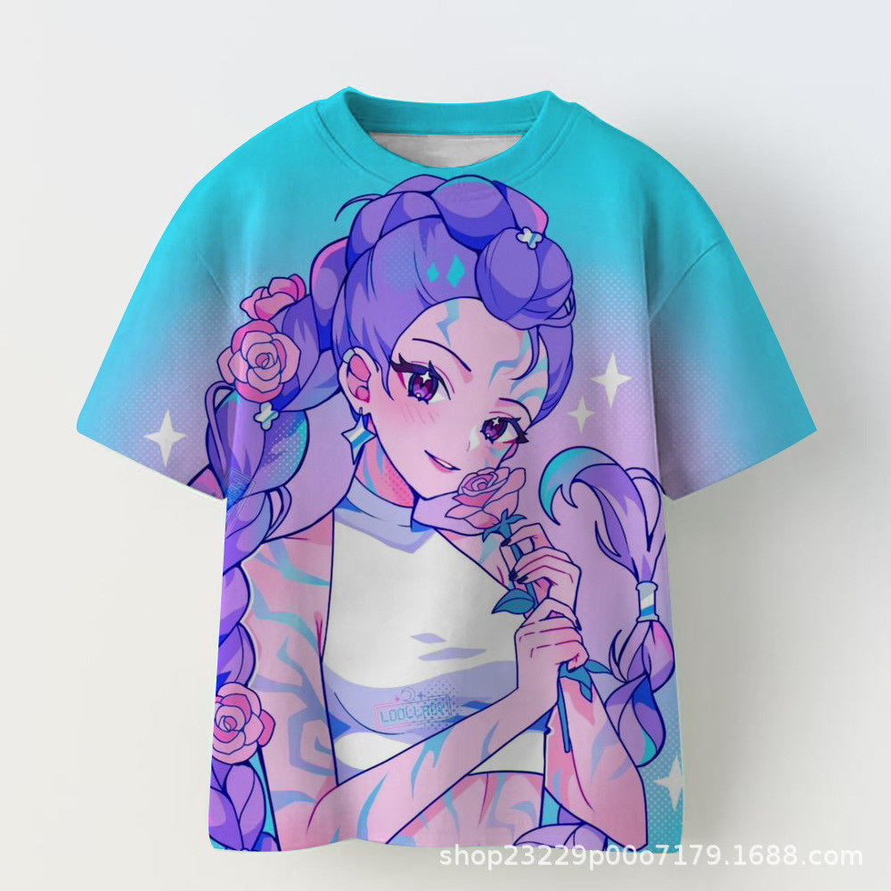 ใหม่ผู้ใหญ่ CASUAL SHORT SLEEVED เสื้อยืด DIGITAL 3D PRINTING K-POP WITCH HUNTING GROUP PATTERN COUP