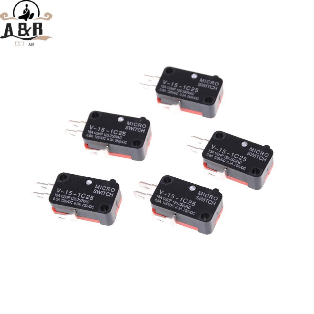 [A&B] 5 ชิ้น V-15-1C25 KW9-0 ไมโคร ลิมิตสวิตช์ 15A 125/250VAC {vn}
