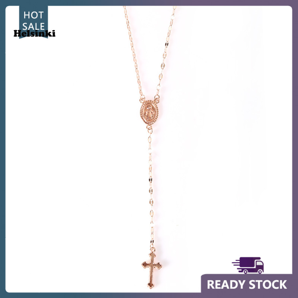 HLS Chic ผู้หญิง Cross Goddess ภาพจี้สวดมนต์สร้อยคอเครื่องประดับปาร์ตี้ทางศาสนา