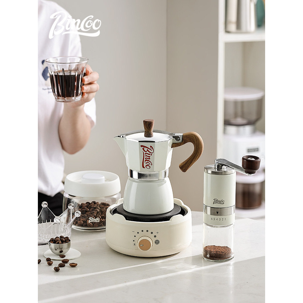การ้ําร้อน เครื่องชงกาแฟ Bincoo Moka Pot เตาเครื่องปั้นดินเผาไฟฟ้าขนาดเล็กในครัวเรือนกาแฟ