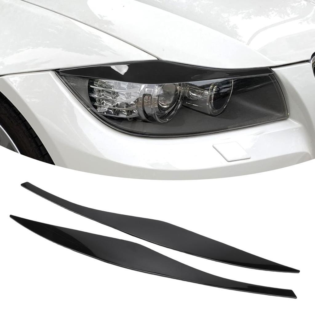UPALDHOU ไฟหน้าเปลือกตา Trim Glossy สีดํา ABS ตกแต่งสําหรับ 3 Series E90 E91 ซีดาน Touring 2005 2012