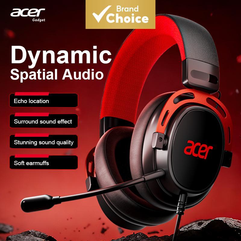 Acer OHW346 หูฟังชุดหูฟัง USB ฟังครอบหูแบบมีสายพร้อมไมโครโฟน HiFi Wire Gaming คอมพิวเตอร์ตั้งโต๊ะหูฟ