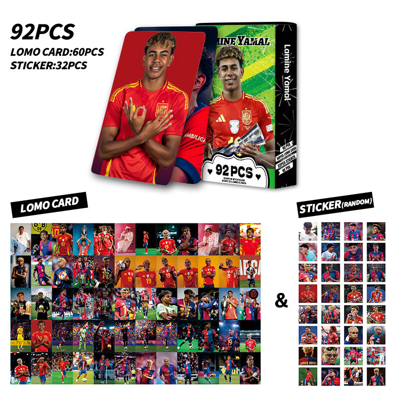55-92pcs อเมริกันฟุตบอลบาสเกตบอล Star Cristiano Ronaldo Pele Lomo การ์ด Kyrie Irving สติกเกอร์ Neyma