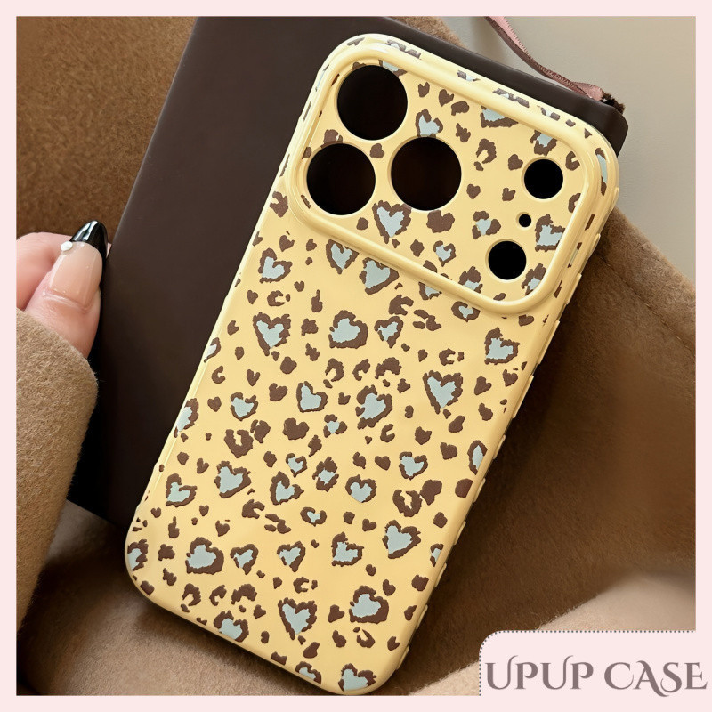 โมวิน กรณี - เคสโทรศัพท์ รูปหัวใจ เนื้อนุ่มเงา เข้ากันได้กับเคส iPhone 11 และ iPhone 17 Pro Max ลายเสือดาวรูปหัวใจ