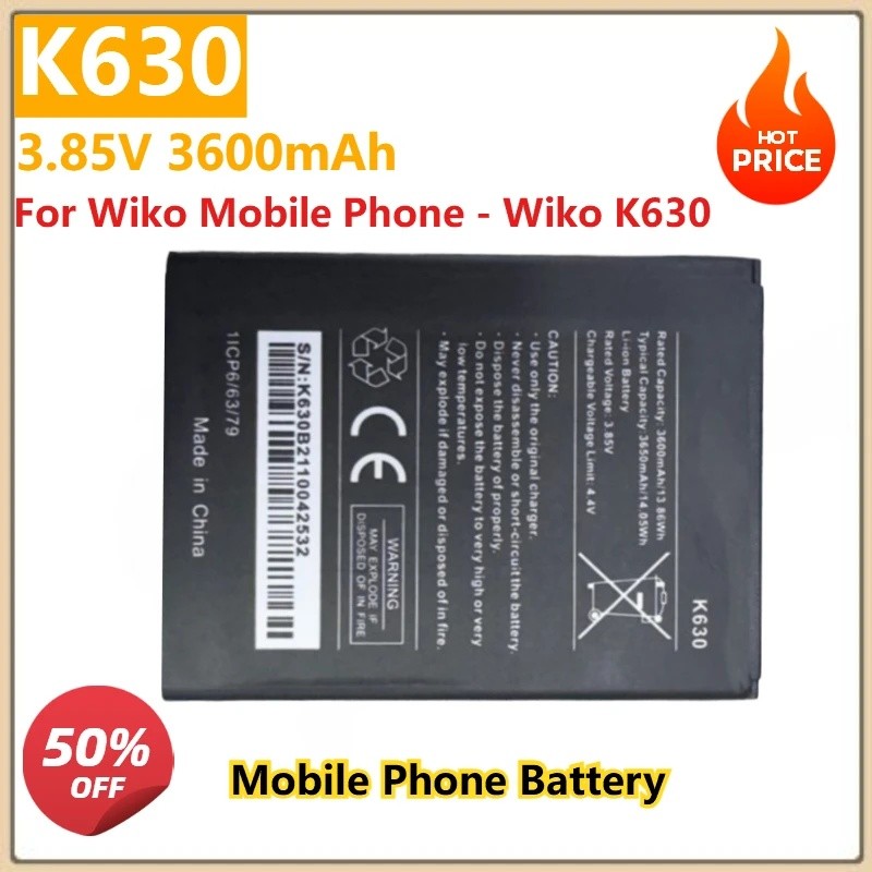 3.85V 3600mAh K630 แบตเตอรี่โทรศัพท์มือถือทดแทนสําหรับโทรศัพท์มือถือ Wiko - แบตเตอรี่ลิเธียม Wiko K6