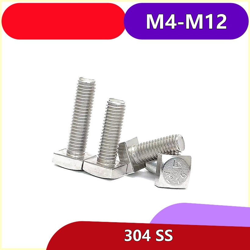 SUS304 T Slot Bolt, M4-M12, สแตนเลส, กันสนิม, สําหรับอลูมิเนียม Extrusion & Workbench 2.แอลเอ็มเอฟ