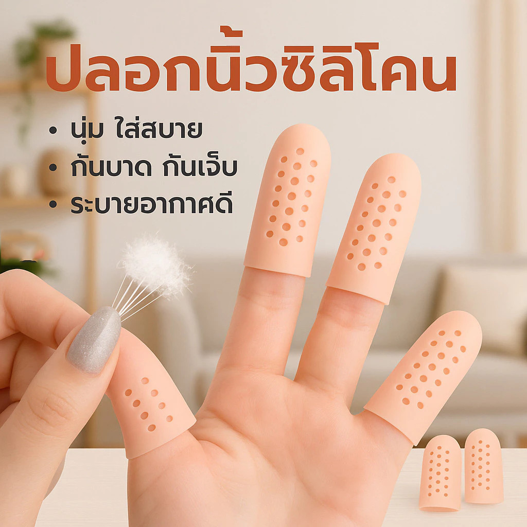 ปลอกซิลิโคนสวมนิ้วมือ นิ้วเท้า แพ็ค 2 ชิ้น มีรูระบายอากาศ ซิลิโคนนิ่มมาก ยืดหยุ่นดี ป้องกันเสียดสีลดความเจ็บปวด
