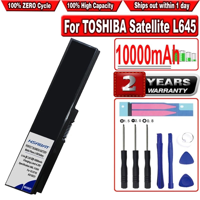 HSABAT แบตเตอรี่ 10000mAh สําหรับ TOSHIBA Satellite L645 L655 L700 L730 L735 L740 L745 L750 L755 PA3
