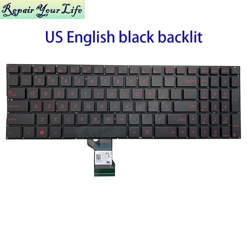 US RU Backlit คีย์บอร์ดสําหรับ Asus N501 N501VW UX501 UX501VW G501 G501VW USA อังกฤษ RUS รัสเซีย Tec