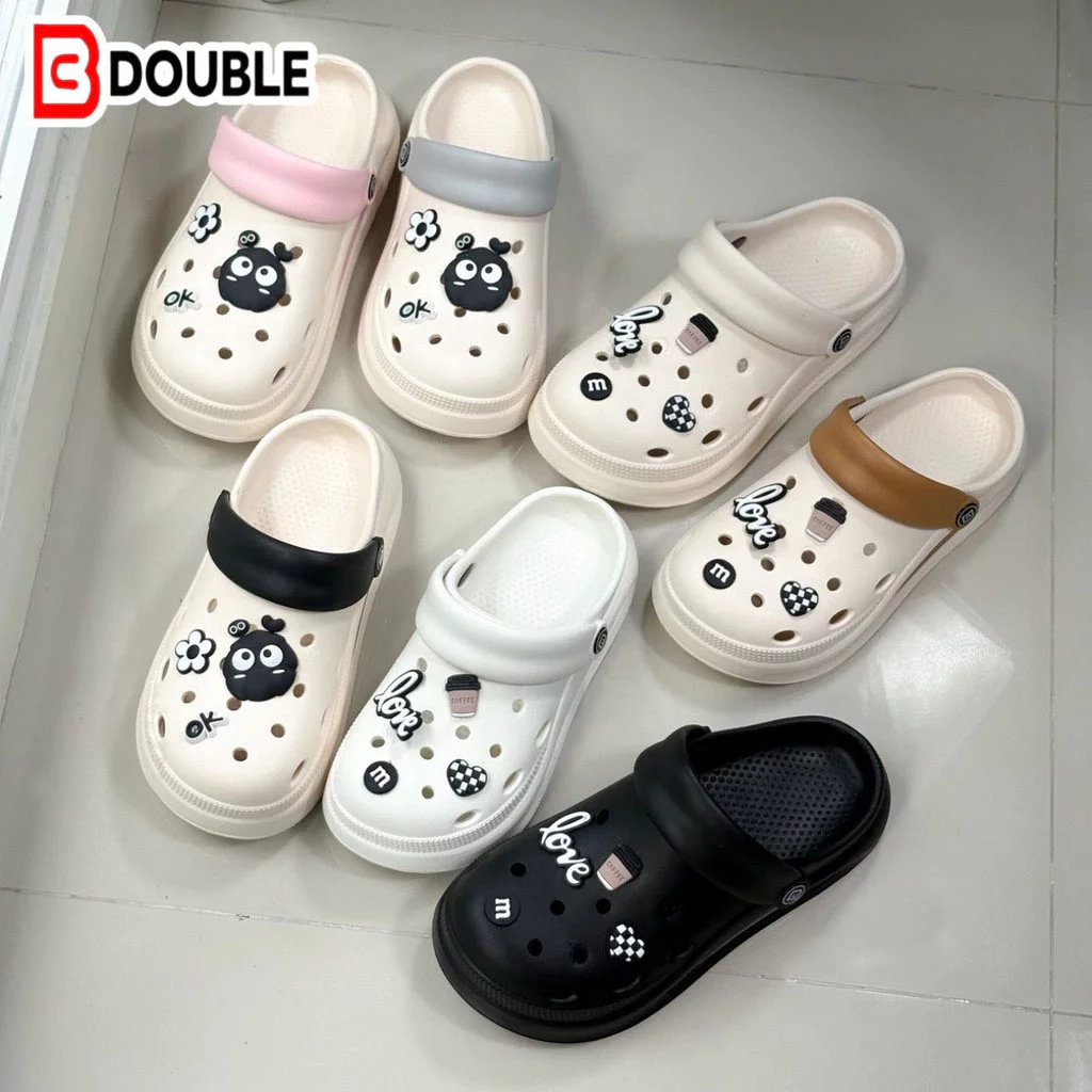 🔥รองเท้าแตะ EVA ดีไซน์น่ารัก BB Double รุ่นตกแต่งการ์ตูน วัสดุนุ่มเบา ใส่สบาย ระบายอากาศดี เหมาะสำหรับทุกวัน