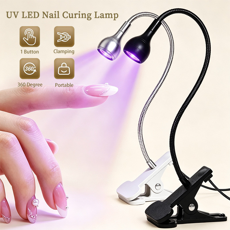โคมไฟเล็บคลิปโต๊ะ USB UV Light เจลทาเล็บแบบพกพา Curing Light 360 องศาฟรีเครื่องเป่าผมแบบปรับได้
