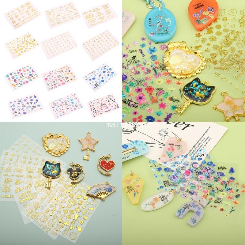 MT Gold Printing Sticker Epoxy Flower Series Blessing Sticker Alphanumeric Sticker