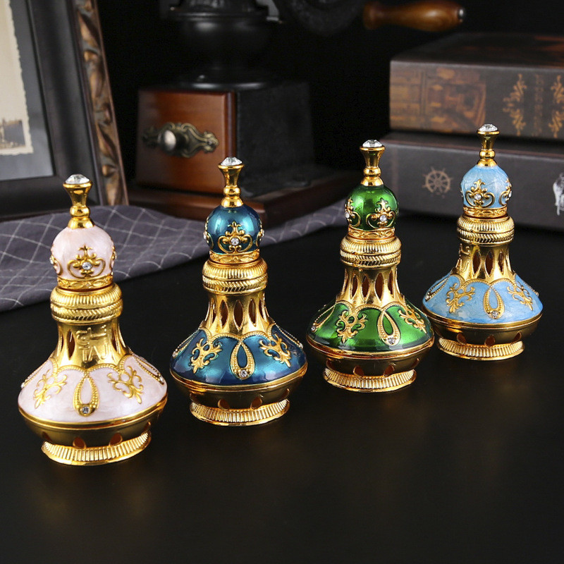 Middle Eastern Dubai-style glass perfume bottles, exquisitely decorated, empty bottles for Arabian e