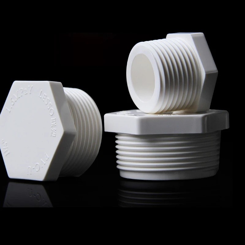 NPT ด้ายปลั๊ก PVC ท่อน้ําประปาปลั๊กเกลียวชาย DN15 DN20 DN25 DN32 DN40 DN50