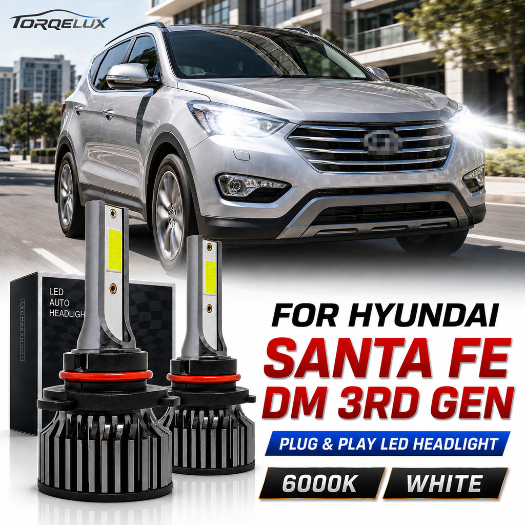 สําหรับ Hyundai Santa FE(DM) 3rd Gen LED ไฟหน้ารถหลอดไฟ, 1 คู่ไฟหน้าเปลี่ยนชุด,300% Super Bright, 60
