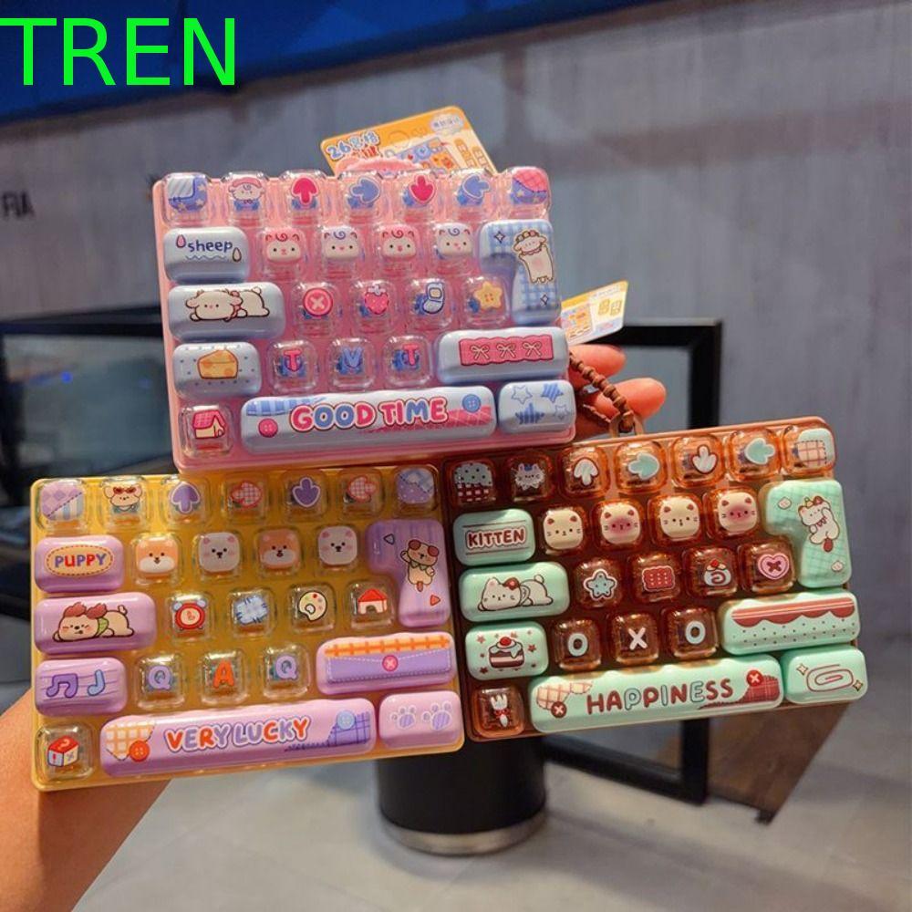 ร่องลึก มินิคีย์บอร์ดจี้,แป้นพิมพ์จําลองออกแบบน่ารักปุ่มบีบอัดของเล่น,การออกแบบใหม่26-สําคัญ โปร่งใสคู่-โทนแป้นพิมพ์พวงกุญแจเด็กกระเป๋าจี้