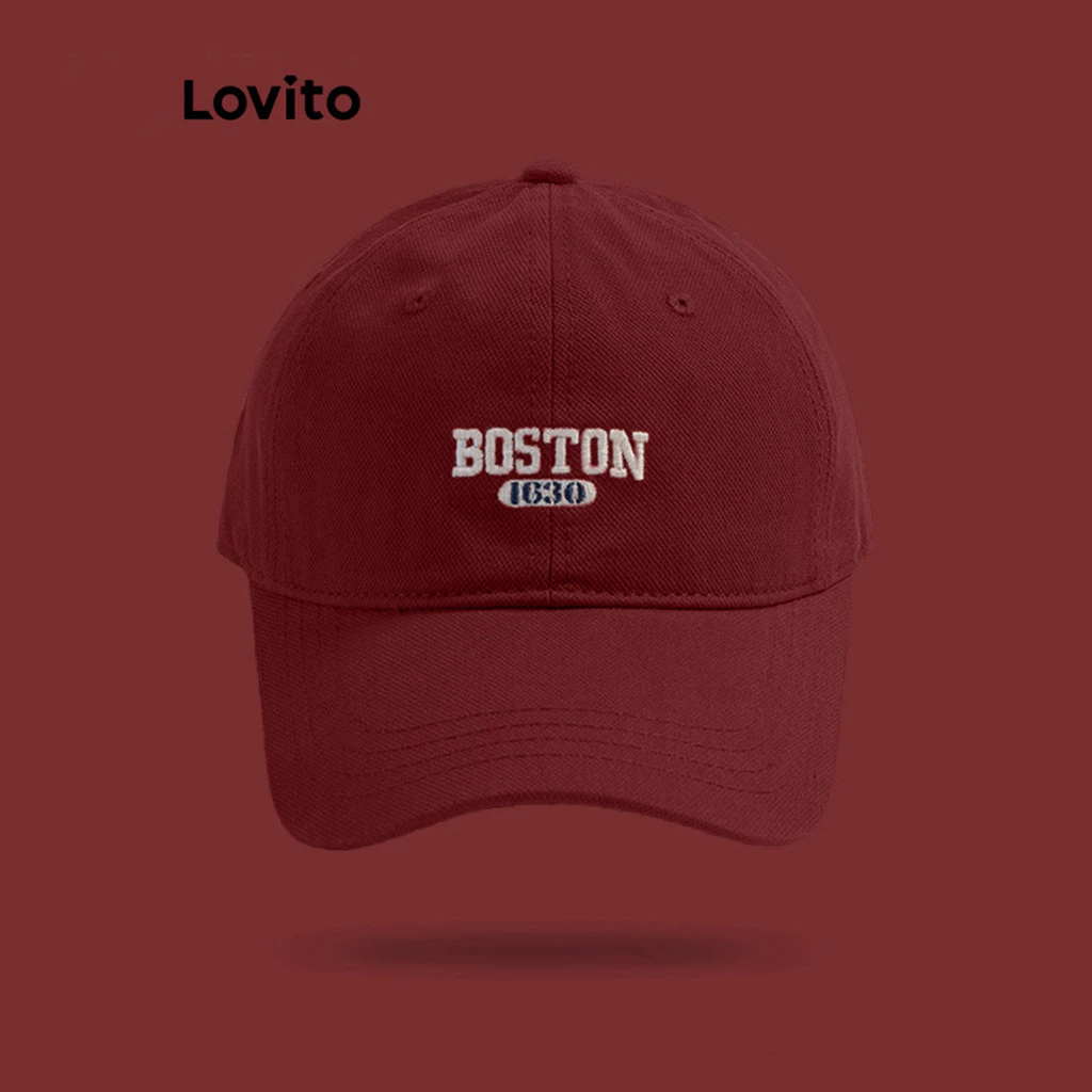 Lovito แคชชวล หมวกเบสบอลตัวอักษรบอสตันลําลองสําหรับผู้หญิง LFA09617