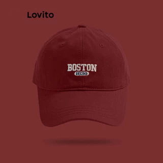 Lovito แคชชวล หมวกเบสบอลตัวอักษรบอสตันลําลองสําหรับผู้หญิง LFA09617
