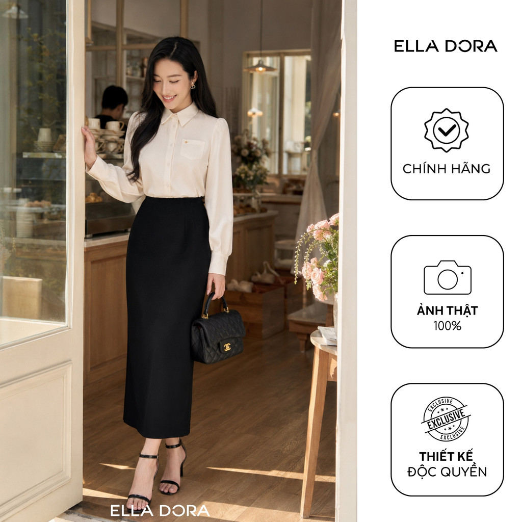 เสื้อเชิ้ตผู้หญิง ELLA DORA แขนพัฟยาว ทรงออฟฟิศทันสมัย สีครีม [SM174LA]