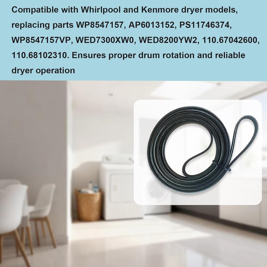 หน้า8547157 8547157 เครื่องเป่าเข็มขัดกลองเข้ากันได้กับ Whirlpool Kenmore เครื่องเป่า | Fit WED7300X