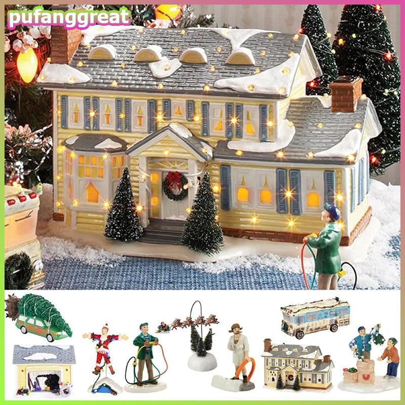 Pufanggreat คริสต์มาส Village เครื่องประดับคริสต์มาสวันหยุด Village Snow Village สําหรับวันหยุดตกแต่