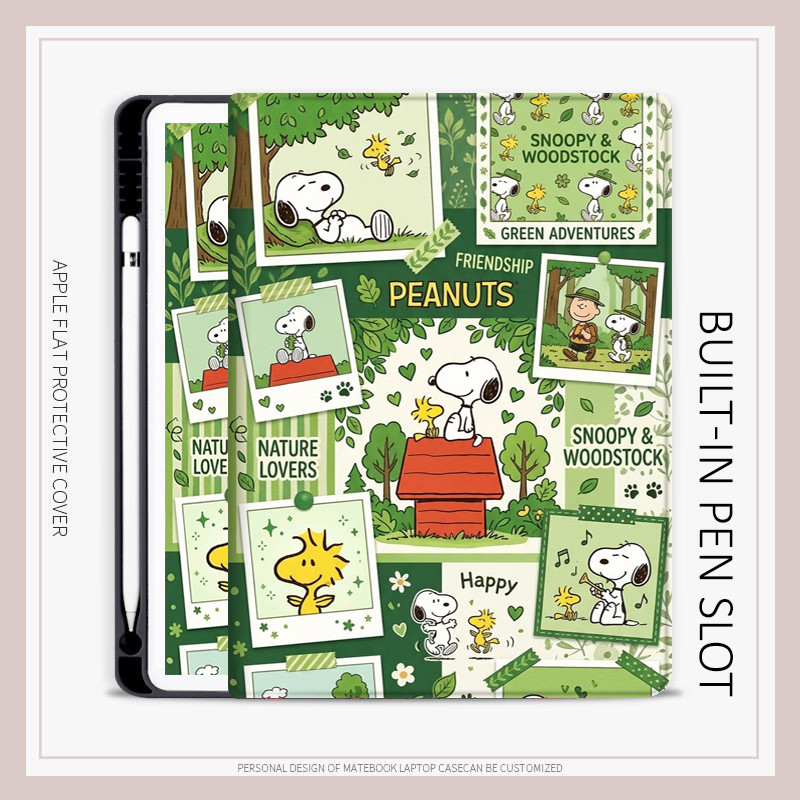 ถั่วลิสง Snoopy เคส ipad สําหรับ mini4/5/6/7 10.2 gen7/8/9 air4/5/6/7/8 2026 air pro11 gen11gen10 A16 A19 AIR M3 M5 กรณี