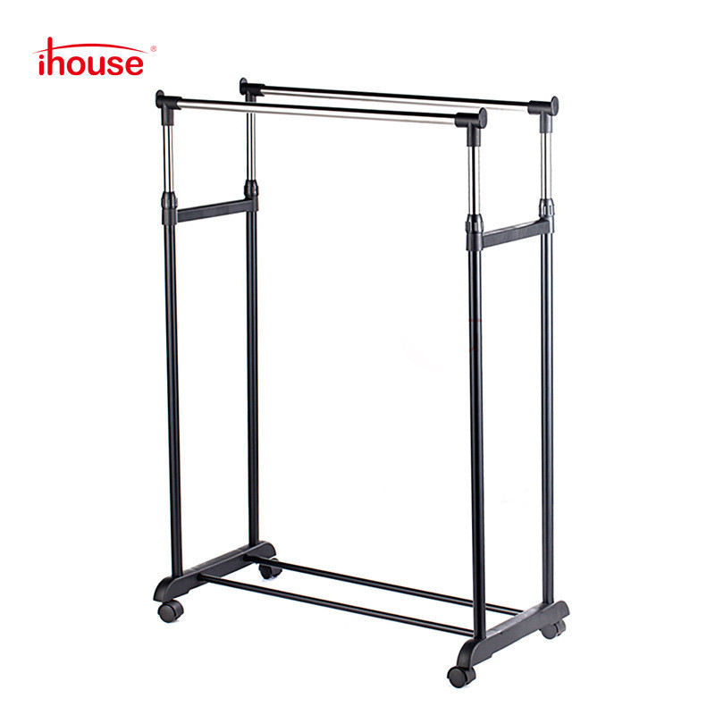ราวตากผ้าสแตนเลสแบบปรับระดับได้ ihouse สำหรับใช้ในบ้าน ราวตากผ้าแบบยืดหดได้สำหรับระเบียง วางบนพื้น ม