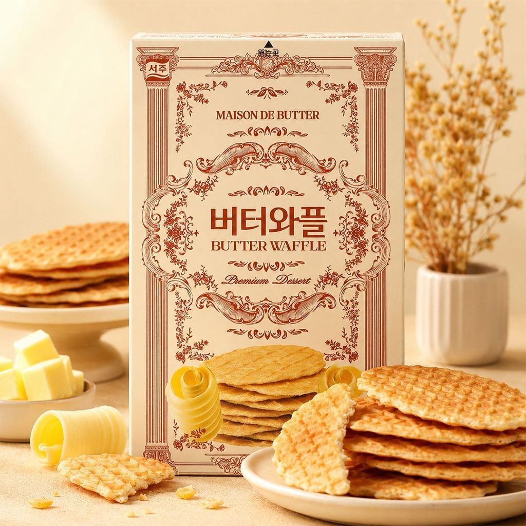 เกาหลีนําเข้า SEOJUE Western Butter วาฟเฟิลบิสกิตกรอบ 50gx4 กล่องวาฟเฟิลขนมขนมขนม260730