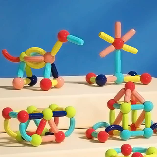 ตัวต่อแม่เหล็ก 3D บล็อคตัวต่อแม่เหล็ก เด็กแม่เหล็กเบสบอลบล็อก เกมสมอง DIY ของเล่นเสริมพัฒนาการเด็ก ของเล่นเด็ก 1-3ขวบ