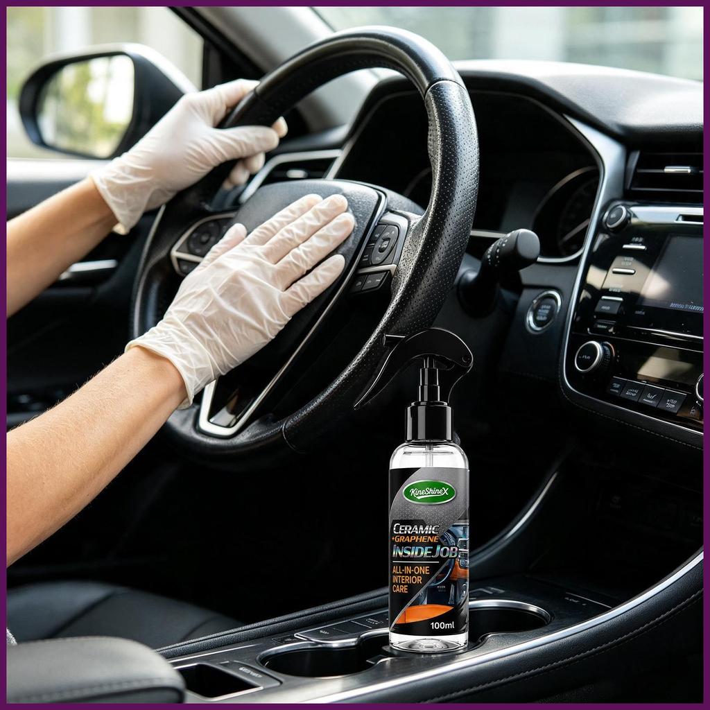 รถ Dashboard Cleaner 100ml Non-Greasy Spray Detailing Care Shine ทําความสะอาดหนังสําหรับภายในรถยนต์ส