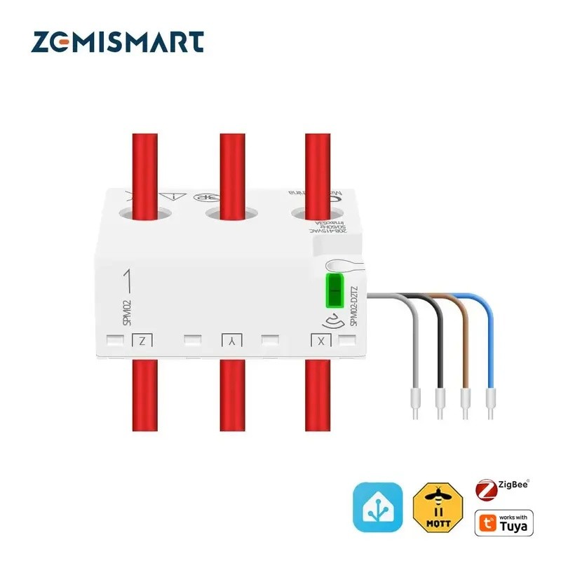 W7ZW Zemismart Zigbee Bi-directional Energy Meter 3 เฟส 4 สายไฟ 63A ทํางานร่วมกับ Tuya Zigbee2MQTT H