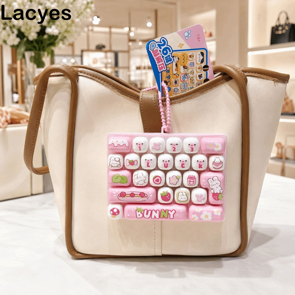 LACYES 26 กริดคีย์บอร์ด Clicker พวงกุญแจ, การ์ตูนสัตว์แบบพกพาความเครียดบรรเทาพวงกุญแจ, ใหม่น่ารักเดสก์ท็อปตกแต่ง Creative Fidget กระเป๋าจี้ Office