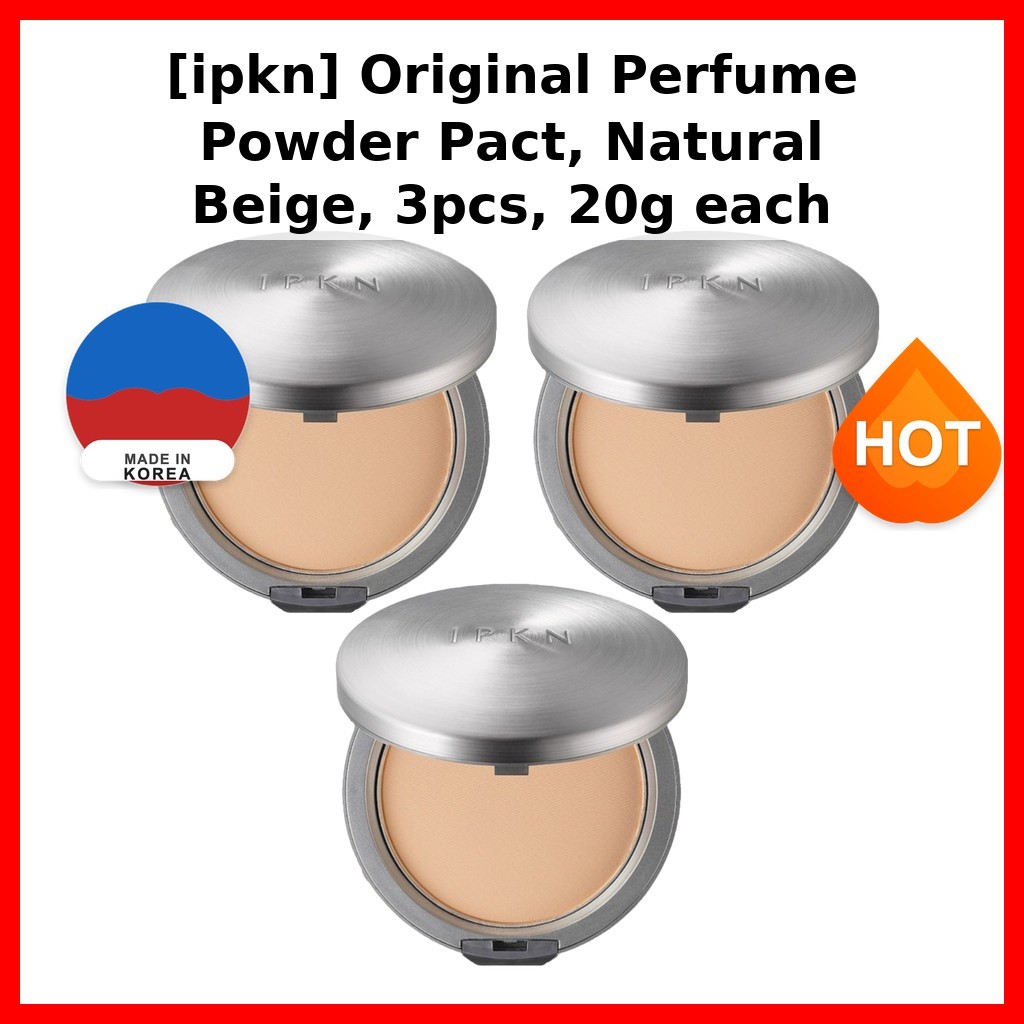 [ipkn] Original Perfume Powder Pact, Natural Beige, 3 ชิ้น, อย่างละ 20 กรัม / แป้งน้ําหอมเกาหลี / Na