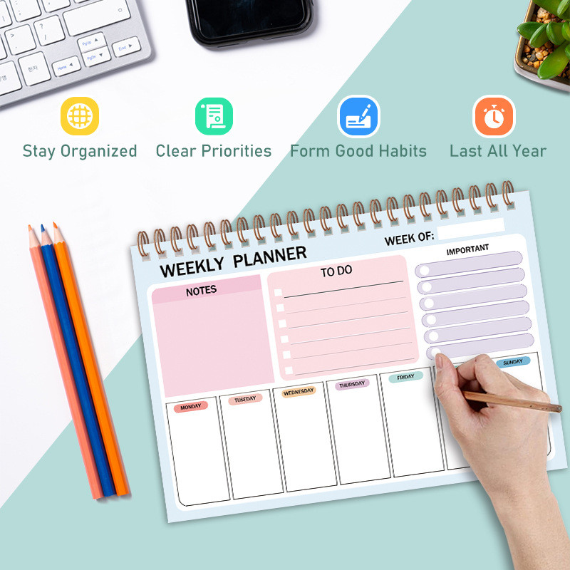 8.3-weekly Plannerรายสัปดาห์ Notepad pp Board กันน้ํา Planner Coil Check-in Record Book