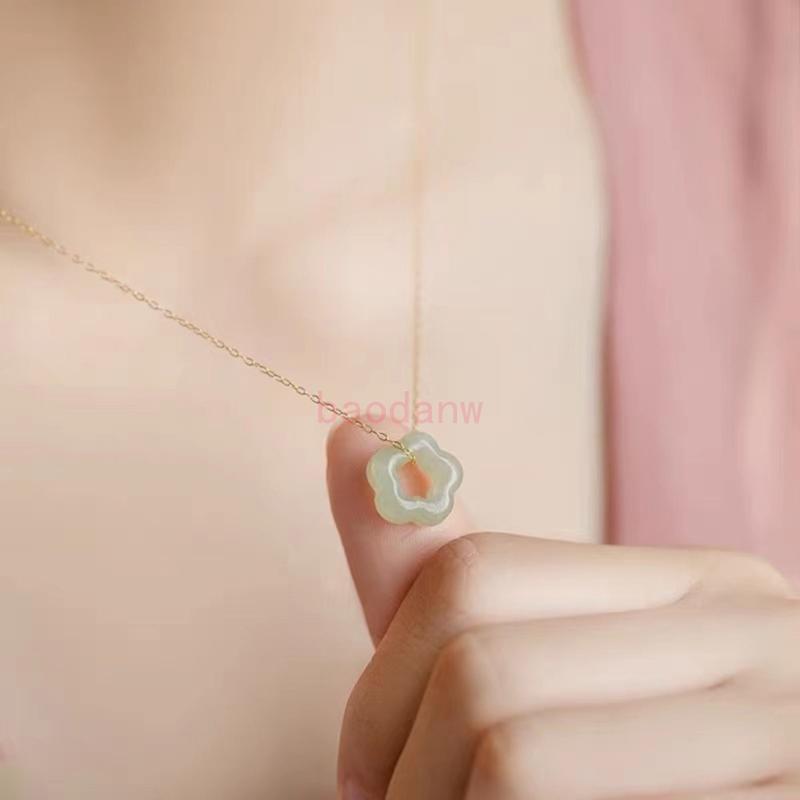 BDW สร้อยคอจี้หยกธรรมชาติเครื่องประดับแฟชั่นสร้อยคอไหปลาร้า