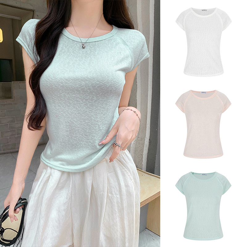 MOSESQUEEN โมเสสควีน เสื้อยืดแขนสั้นคอกลม เรียบหรู เหมาะสำหรับหน้าร้อน #63638
