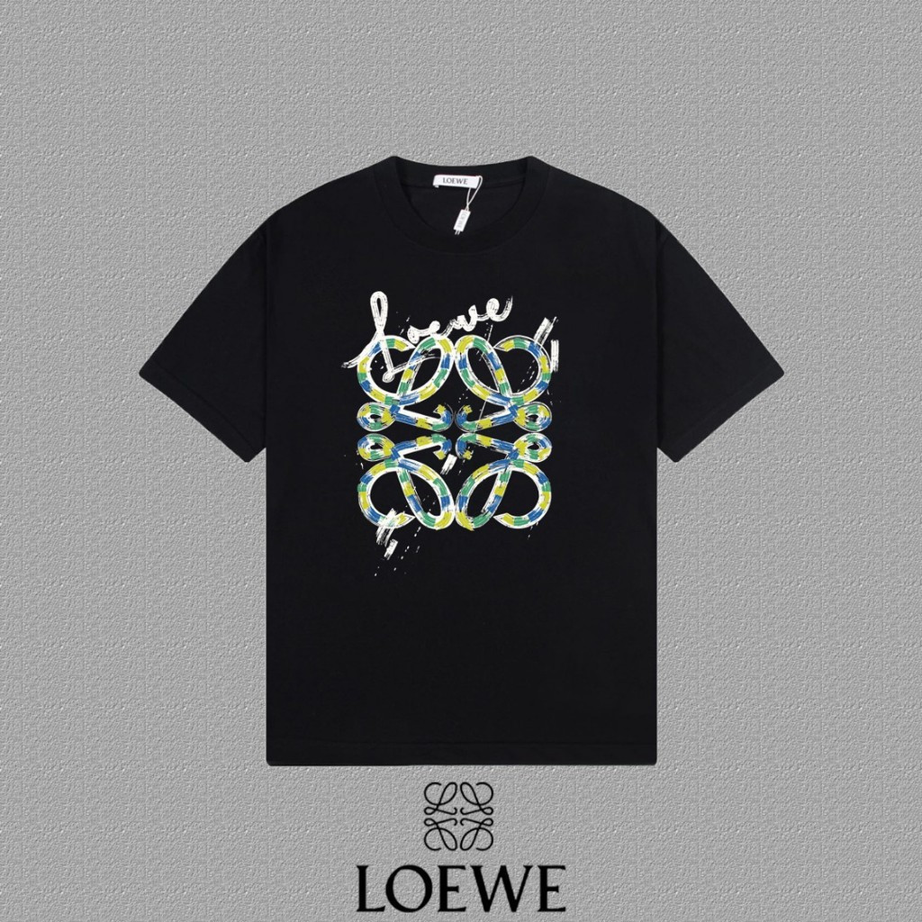 2026/Loewe tee/Loewe เสื้อยืดผู้ชายผู้หญิงเสื้อยืดพิมพ์แขนสั้นอินเทรนด์เสื้อยืดสไตล์อเมริกันสไตล์ร้อ