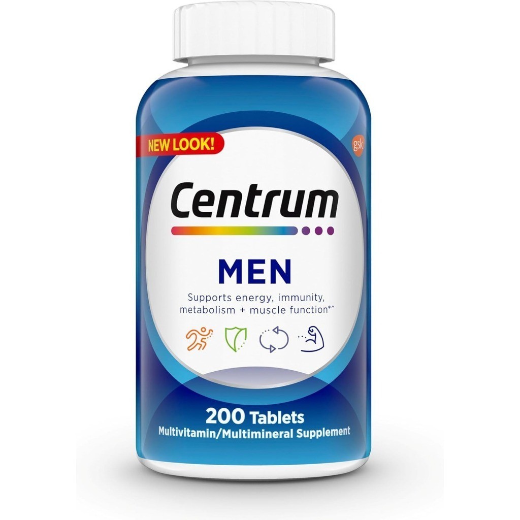 Centrum มัลติวิตามินสำหรับผู้ชาย อาหารเสริมมัลติวิตามิน/มัลติมิเนอรัลพร้อมวิตามิน 200 เม็ด