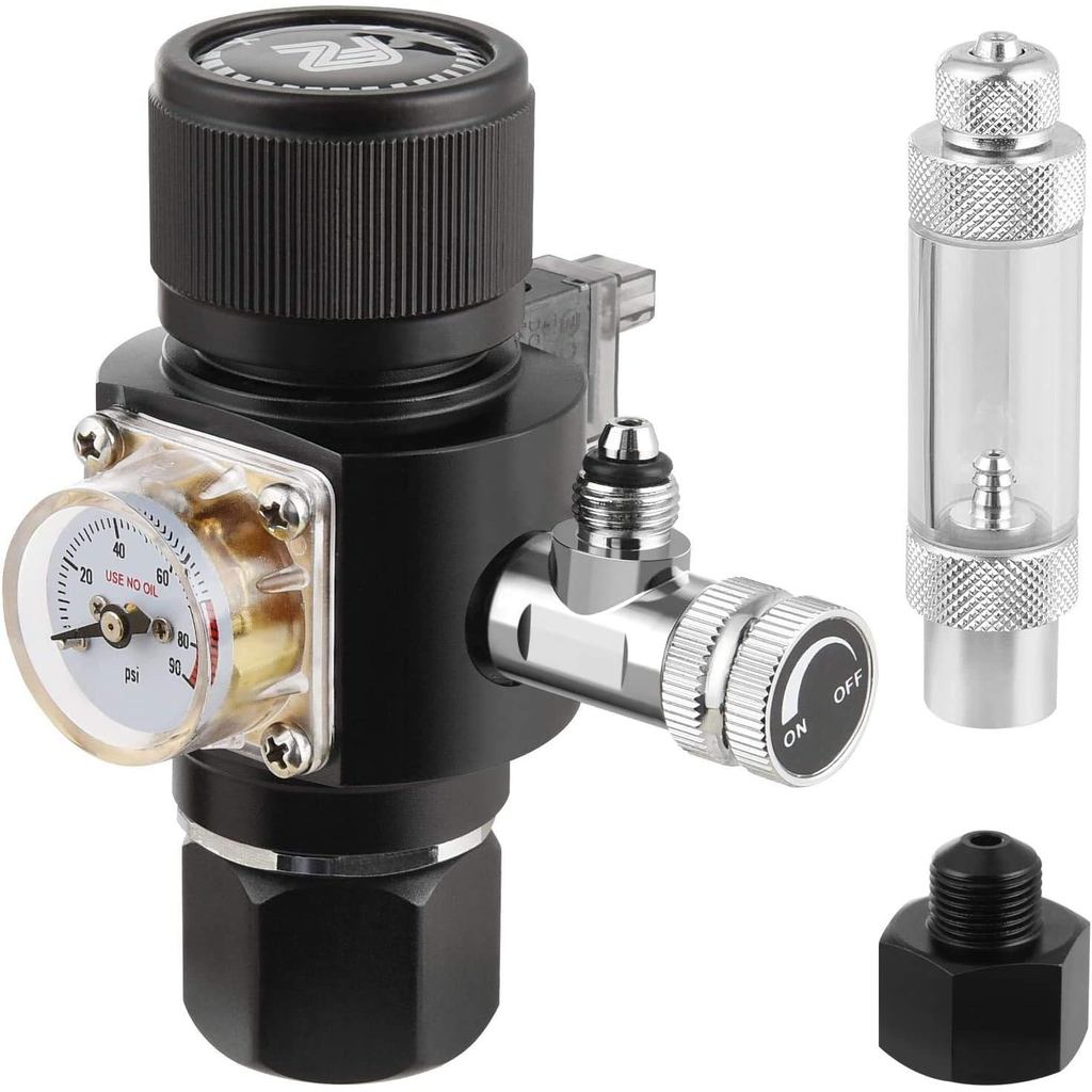 FZONE Aquarium CO2 Regulator Mini Series V3.0 Dual Stage DC Solenoid และ Bubble Counter Check Valve 