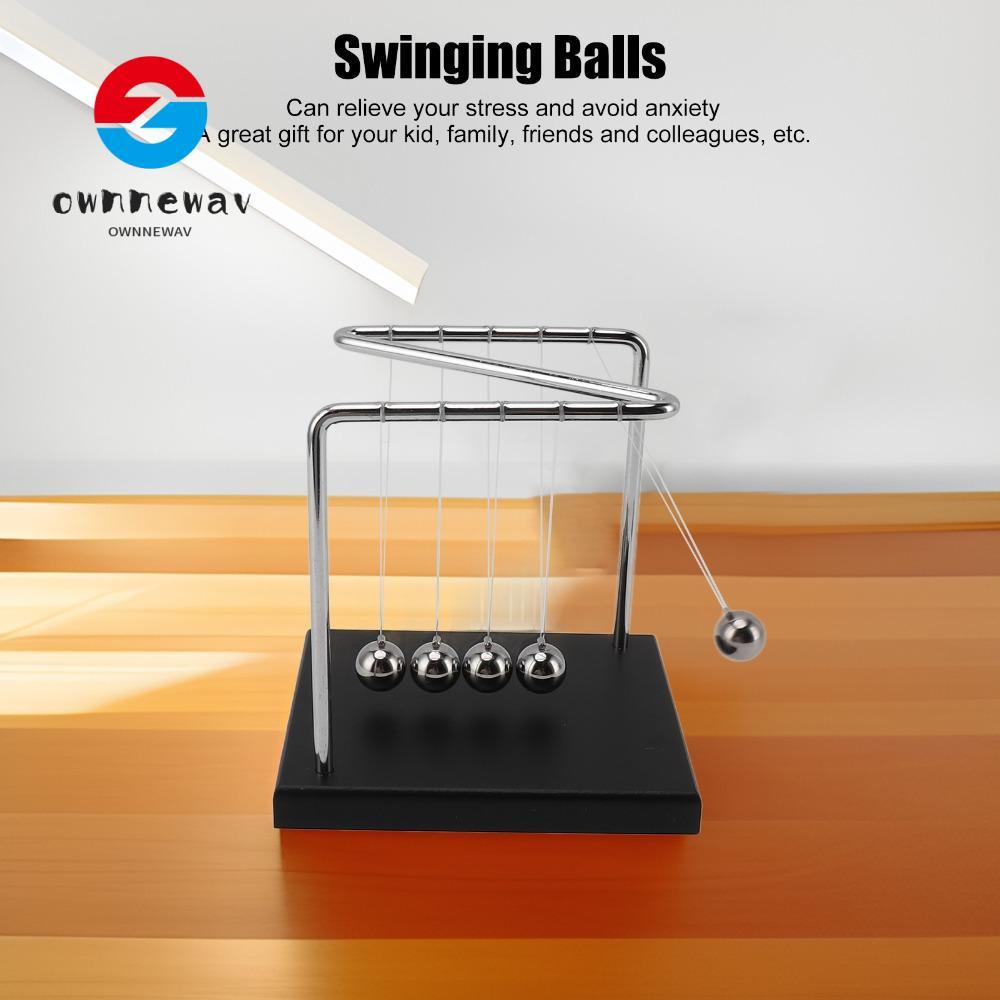 OWNNEPH Balance Pendulum Ball, 5.51x4.65x5.61in ฐานไม้เดสก์ท็อป Balancing Balls, Energy Conservation