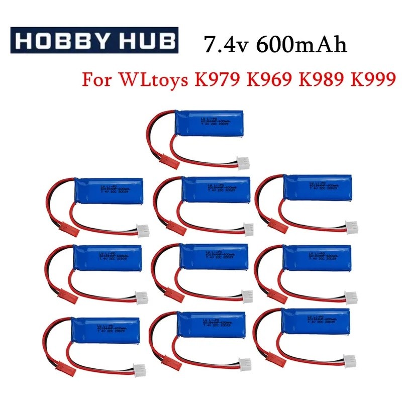 7.4V 600mAh แบตเตอรี่ Lipo สําหรับ WLtoys K969 K979 K989 K999 P929 P939 RC รถอะไหล่ 2s 7.4v แบตเตอรี