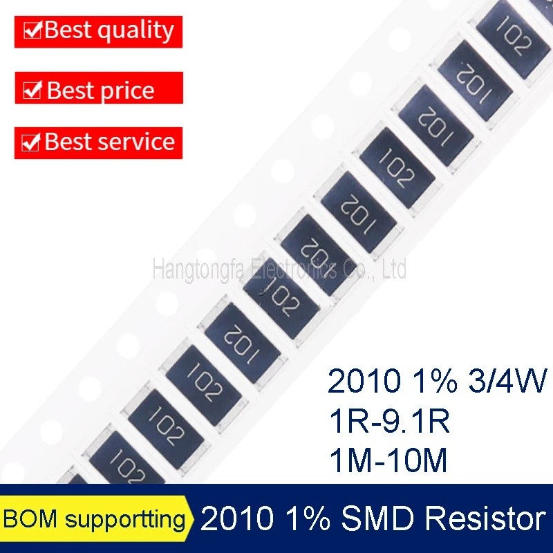 100PCS 2010 1% F 3/4W SMD RESISTOR 1R - 9R1 1M - 10M 1R00 2.2R 3R3 4R7 5R1 4M7 1M 10M 0 โอห์ม KG ค่า