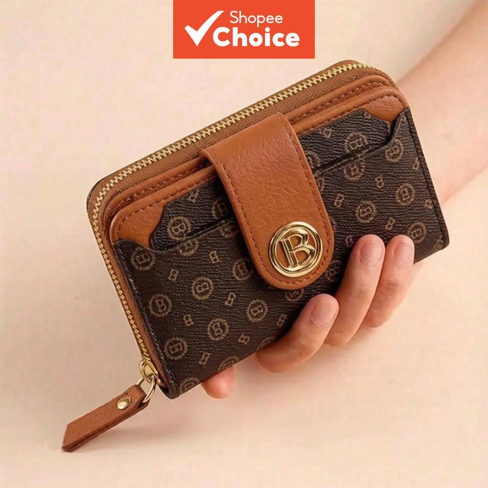 สําหรับผู้หญิง Trifold Wallet Medium ทนทาน Zip Coin Purse Card Holder Retro สไตล์เกาหลี