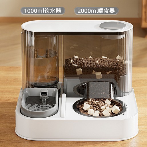 HOT SALE-น้ําพุสัตว์เลี้ยงอัตโนมัติ & Feeder Combo - ชามอาหารแมวที่มองเห็นได้โปร่งใส / เครื่องจ่ายชา